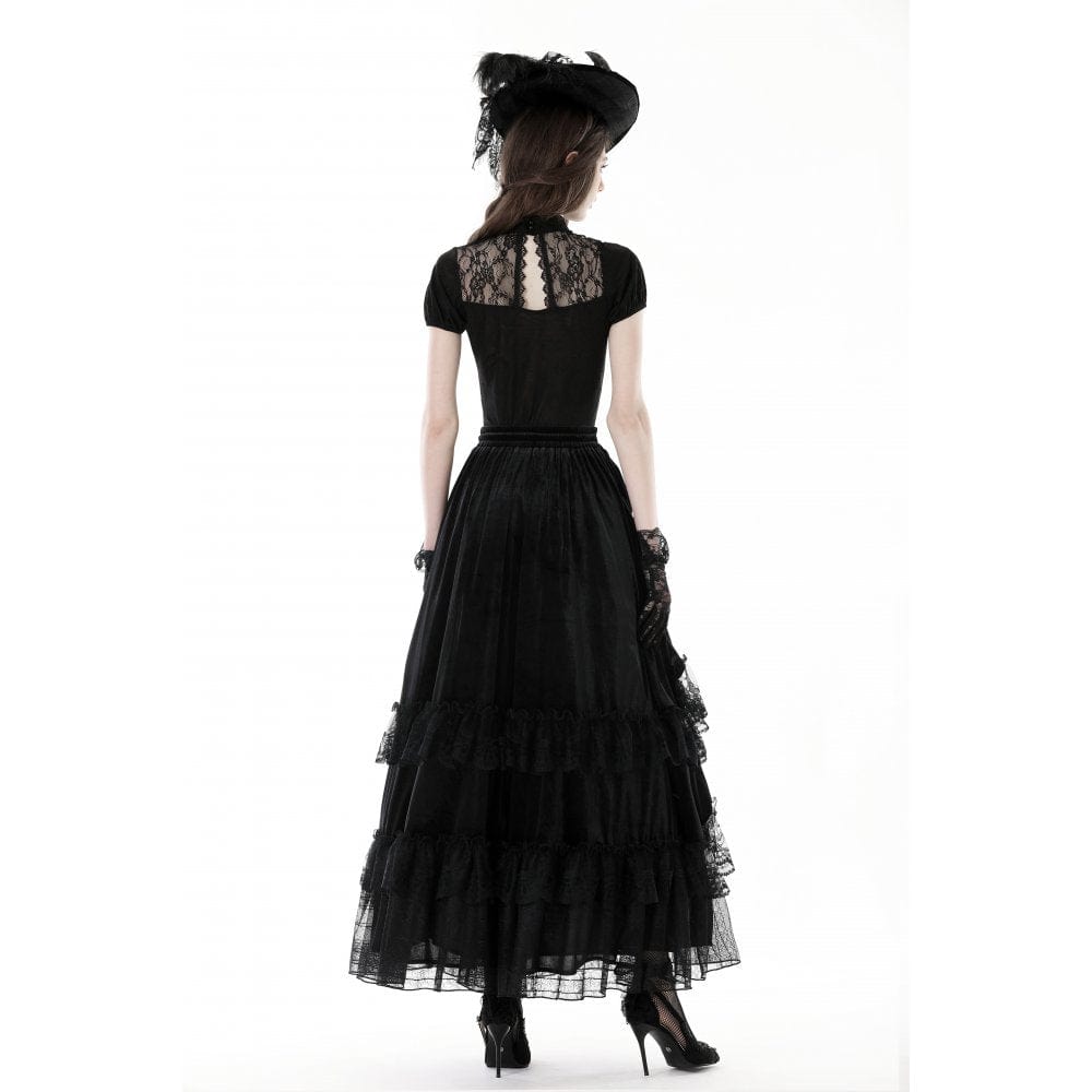 Gothic Cutout Lace Splice Shirt