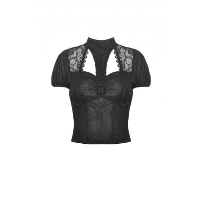 Gothic Cutout Lace Splice Shirt