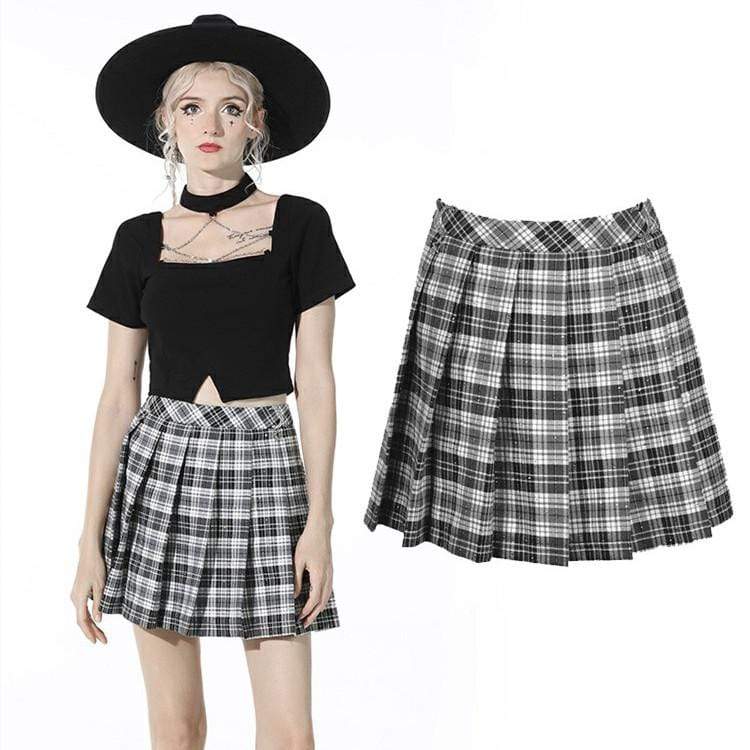 Gothic Plaid Pleated Short Skirt