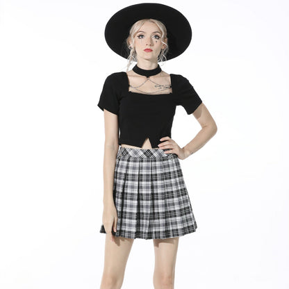 Gothic Plaid Pleated Short Skirt