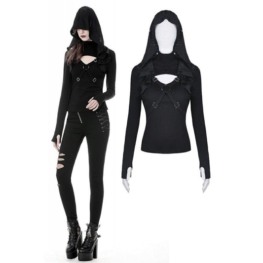 Punk Cross Front Hooded Top