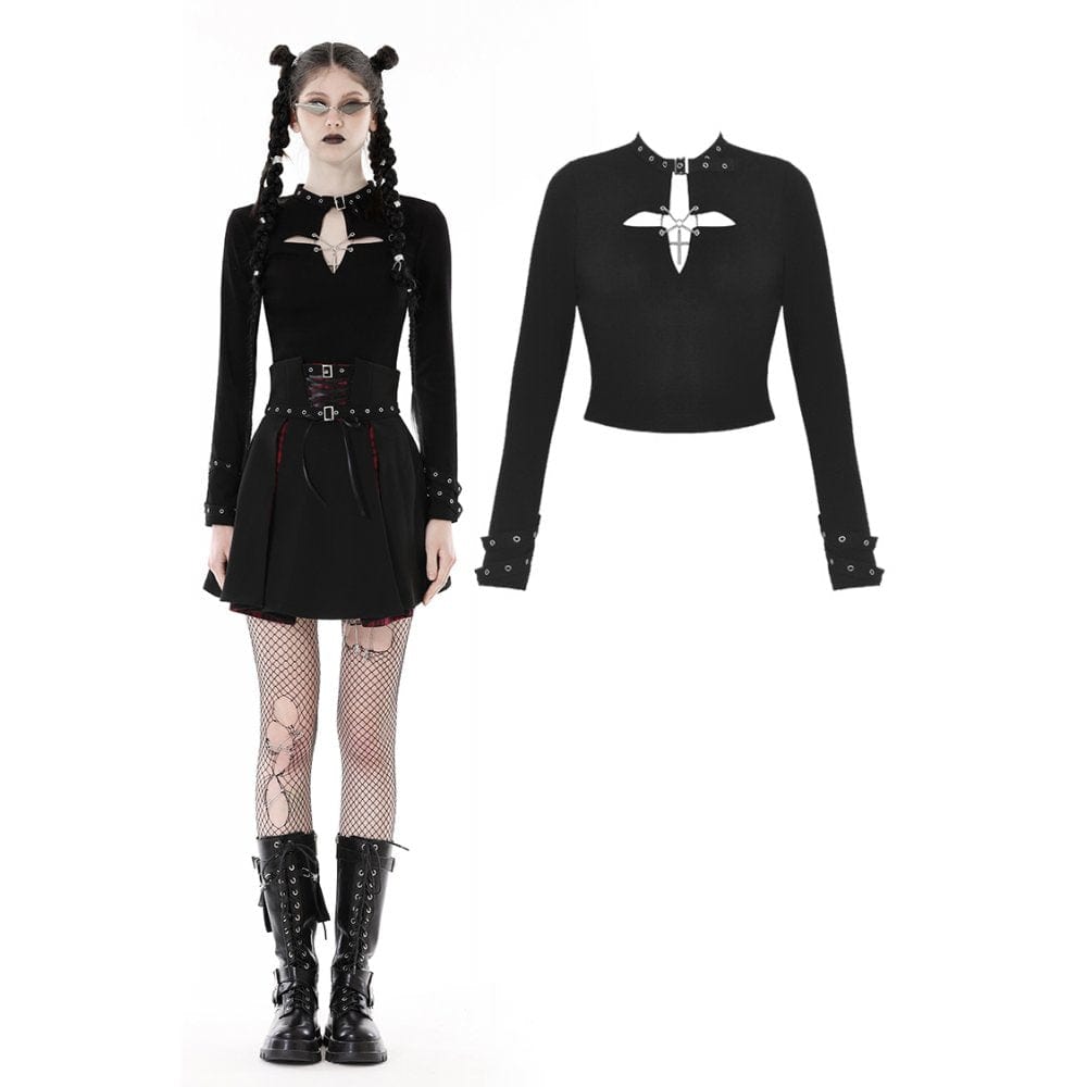 Punk Cutout Cross Eyelet Crop Top