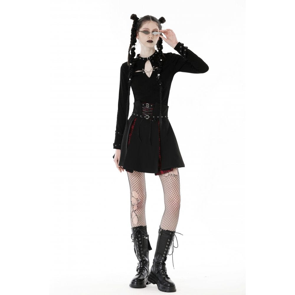 Punk Cutout Cross Eyelet Crop Top