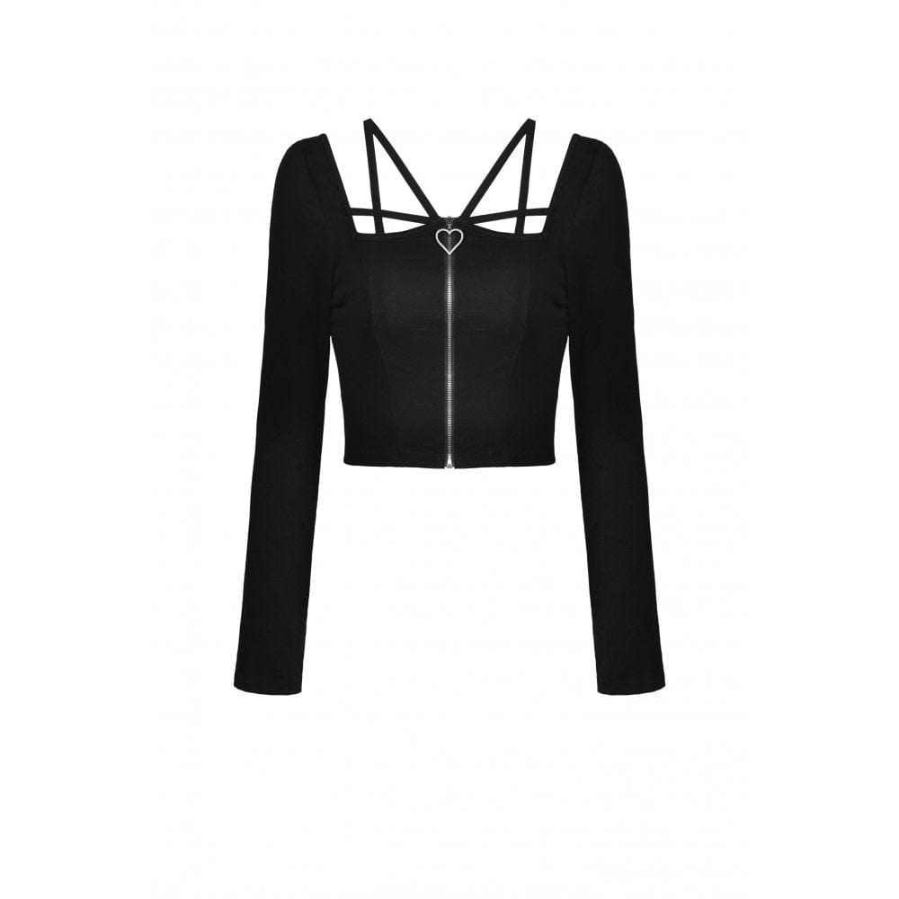 Amara Heart Zipper Crop Top