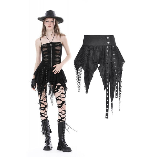 Punk Irregular High-waisted Unedged Skirt