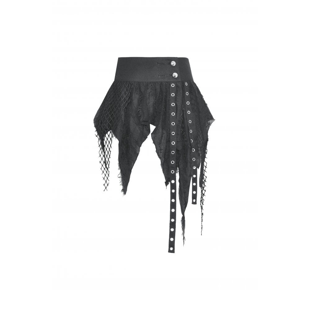 Punk Irregular High-waisted Unedged Skirt