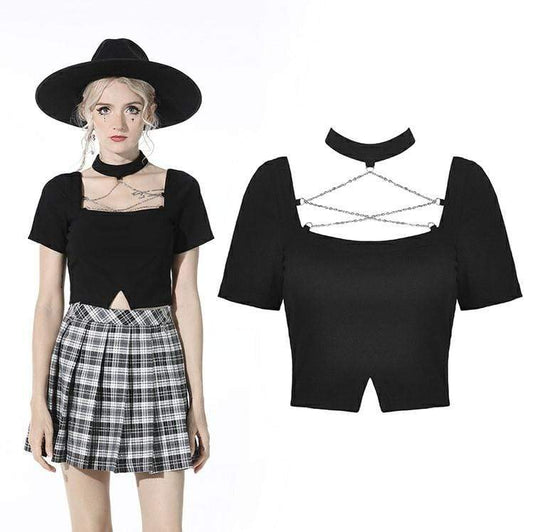 Morrigane Chain Black Crop Top