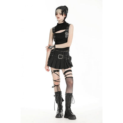 Punk Stand Collar Ripped Vest