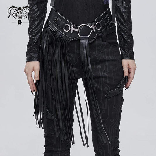 Gothic Elastic Tassels Faux Leather Girdle