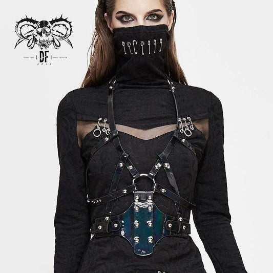 Gothic Faux Leather Body Harness With Rivets