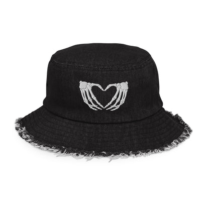 Twisted Love - Heart Bones Denim Bucket Hat