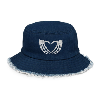 Twisted Love - Heart Bones Denim Bucket Hat