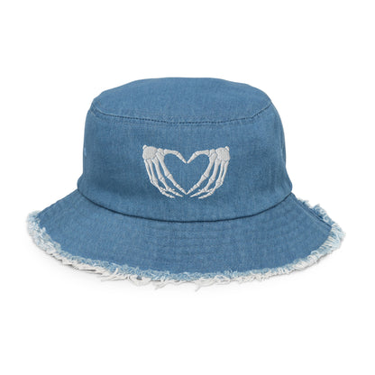 Twisted Love - Heart Bones Denim Bucket Hat