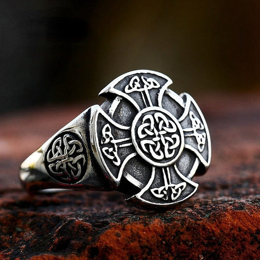 Punk Cross Celtic Knot Ring