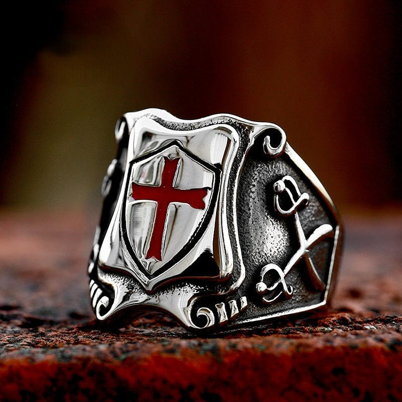 Punk Cross Shield Ring