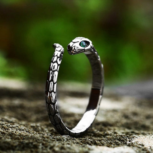 Punk Diamante Snake Open Ring