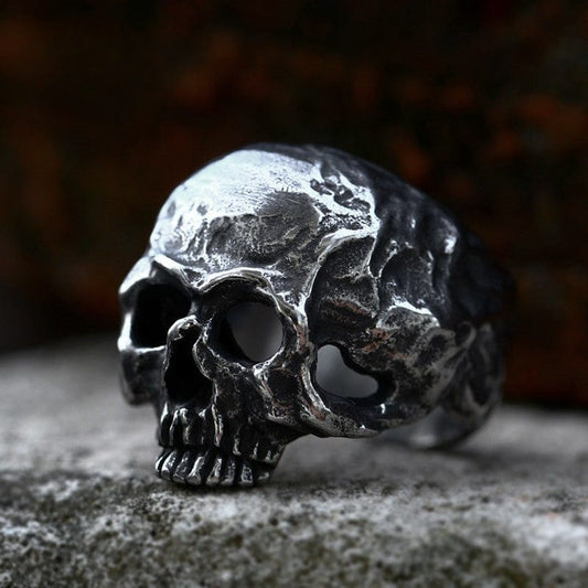 Punk Distressed Skull Ring