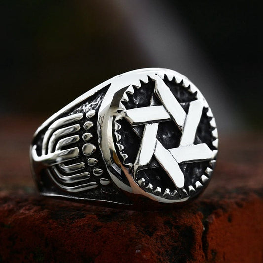 Punk Hollowed Star Waved Ring