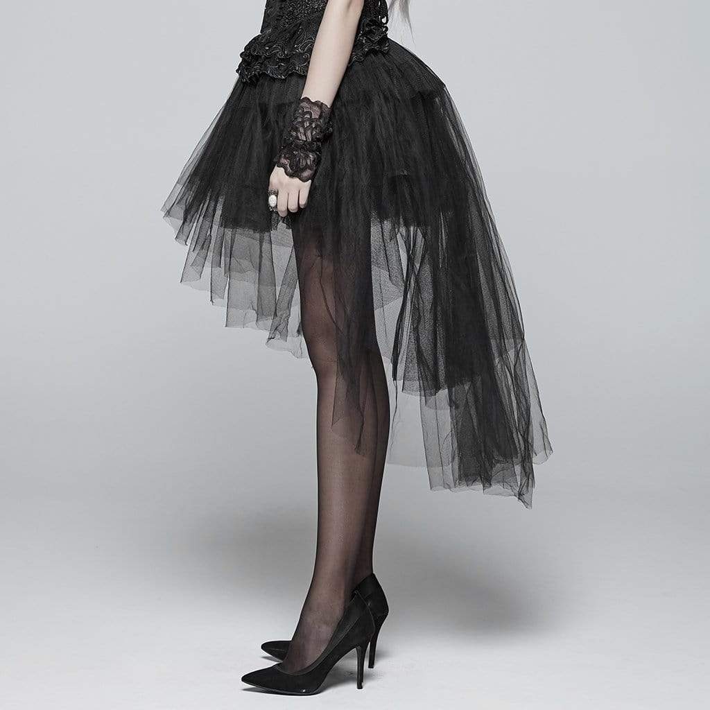 Goth Multilayer High/Low Lace Skirt