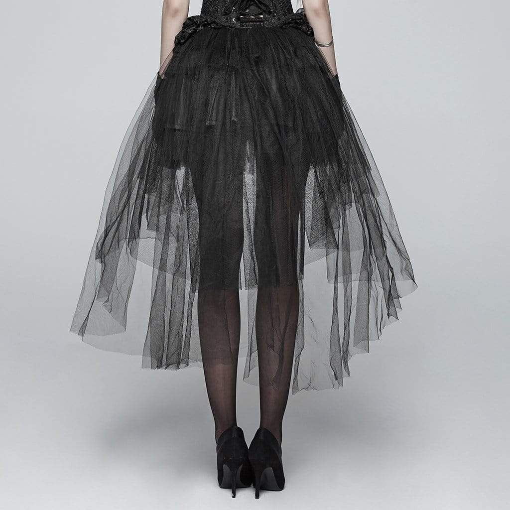 Goth Multilayer High/Low Lace Skirt