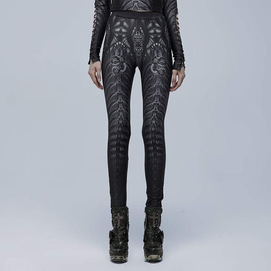 Gothic Skeleton Printed Leggings