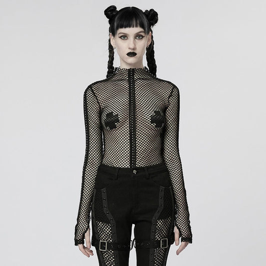 Punk Nailed Sheer Mesh Top