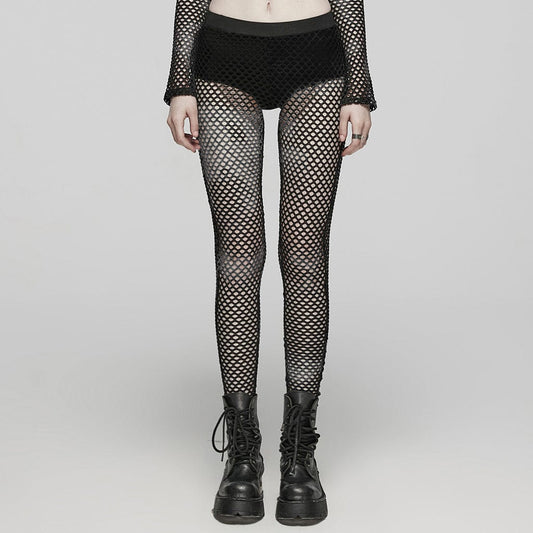 Punk Tie-dyed Mesh Leggings Black