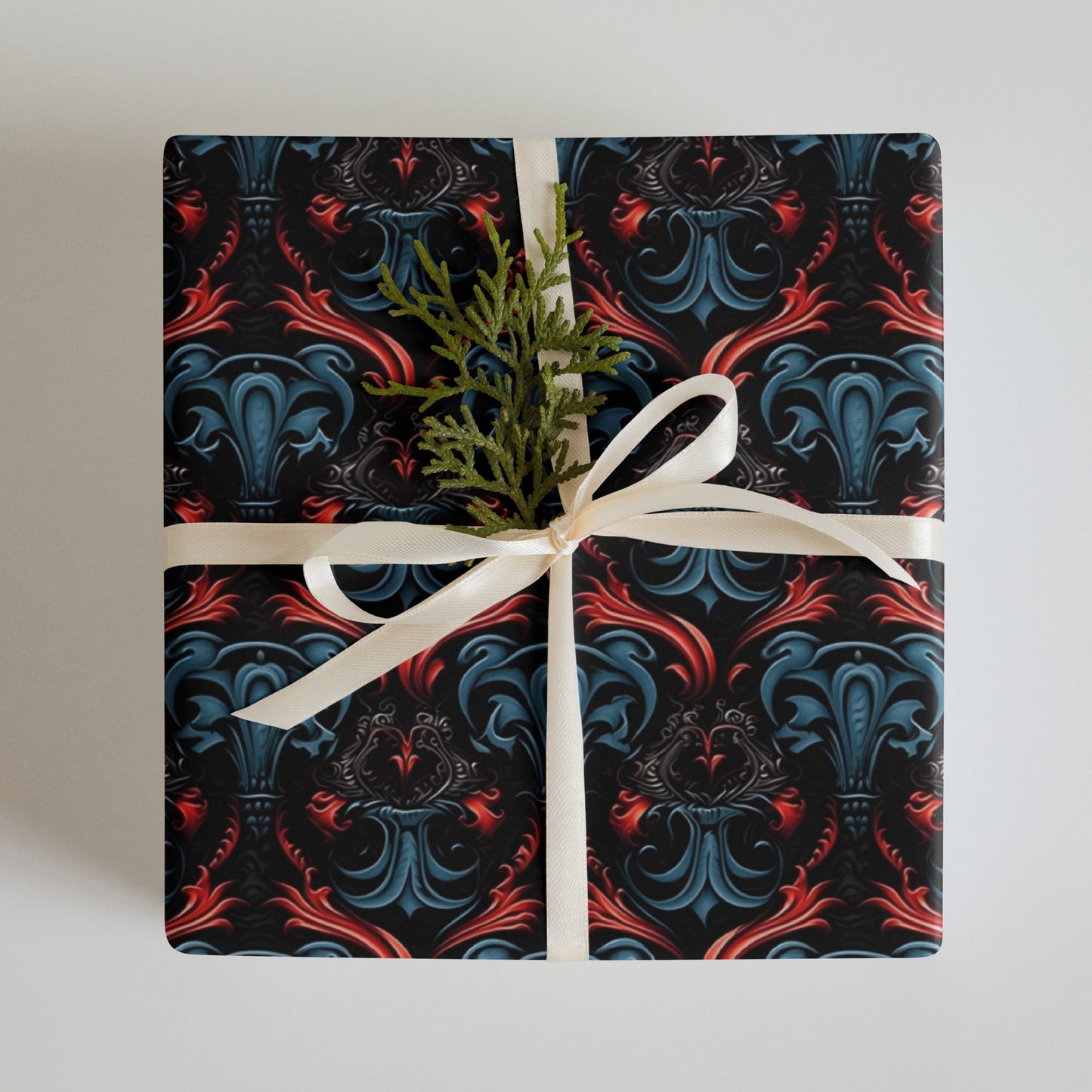 Crimson Damask Velvet Wrapping Paper